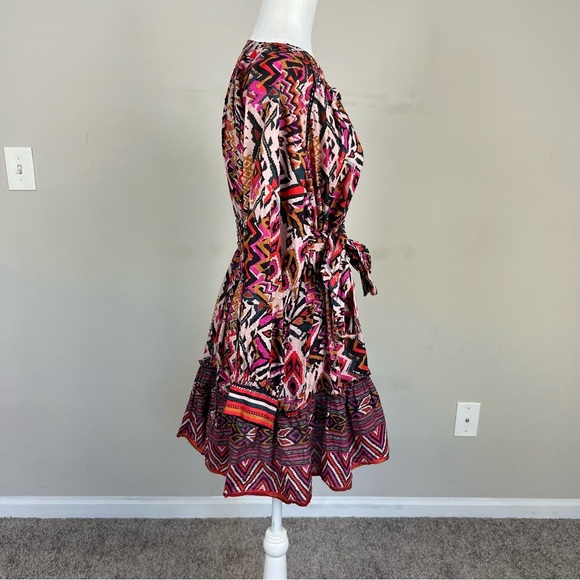 ZARA TRIBAL PRINT SLEEVED MINI DRESS SIZE SMALL - Picture 12 of 16